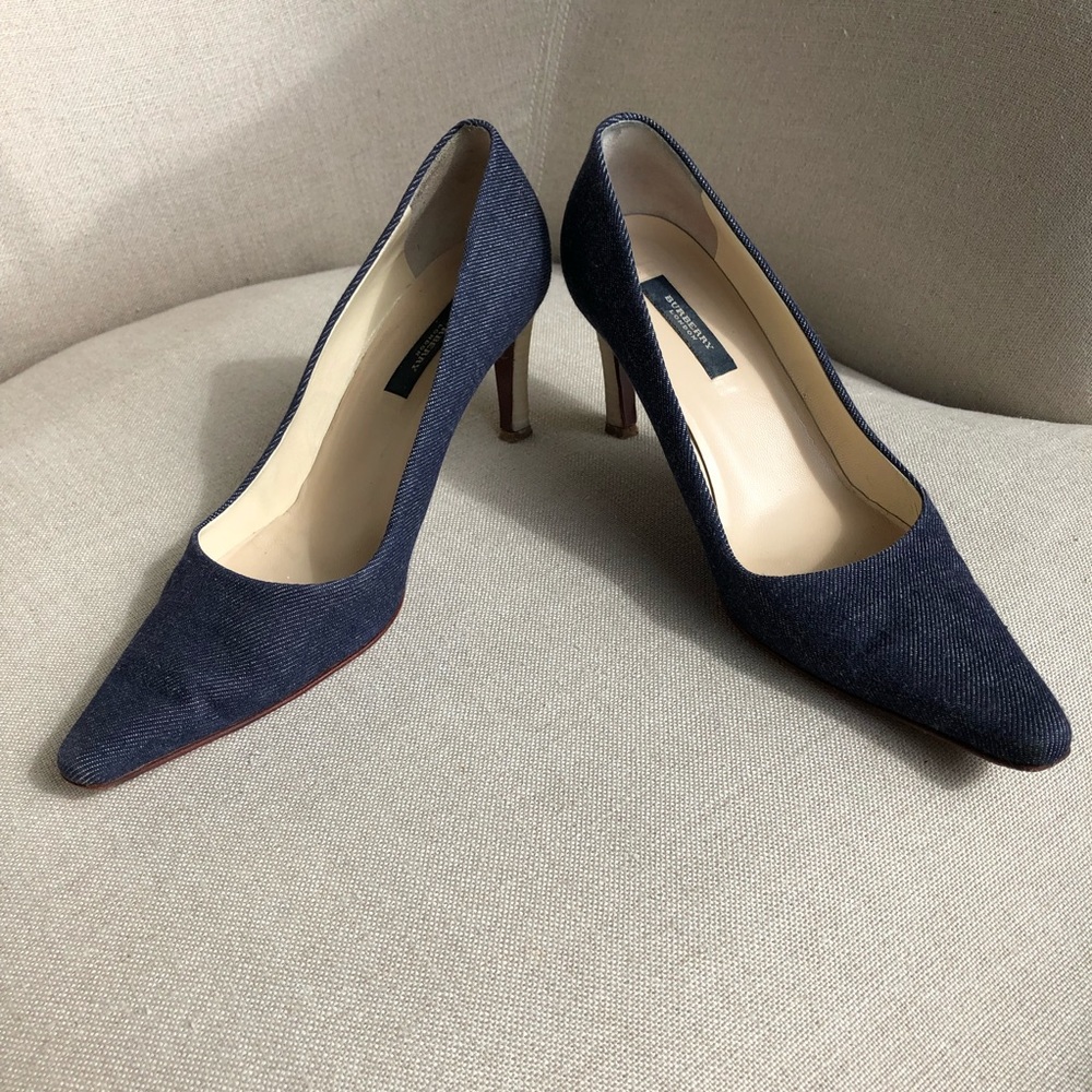 BURBERRY EU37/US6 Denim Heel Pump Pointed Toe